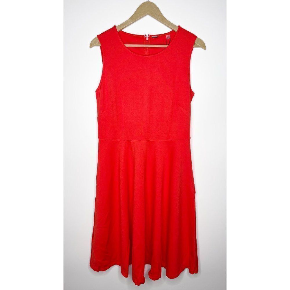 T TAHARI Ponte Fit And Flare Dress in Geranium